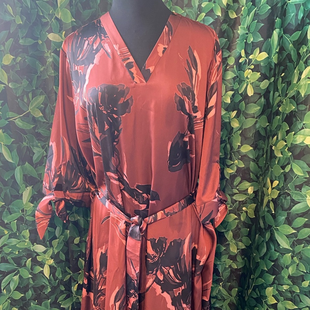 MISOOK NWT SZ LG brown rust floral dress